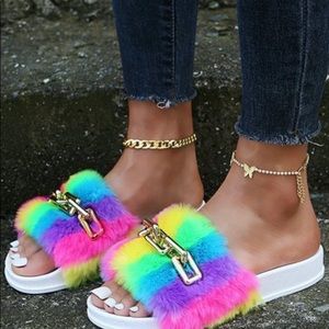 Metal Decoration Patchwork Slippers